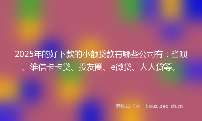 2025年的好下款的小额贷款有哪些公司有：省呗、维信卡卡贷、投友圈、e微贷、人人贷等。