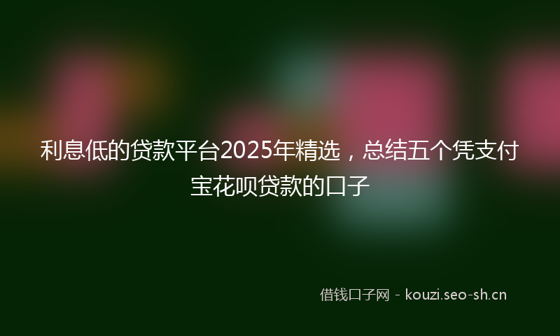 利息低的贷款平台2025年精选，总结五个凭支付宝花呗贷款的口子