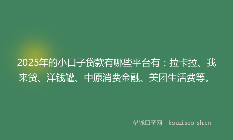 2025年的小口子贷款有哪些平台有：拉卡拉、我来贷、洋钱罐、中原消费金融、美团生活费等。