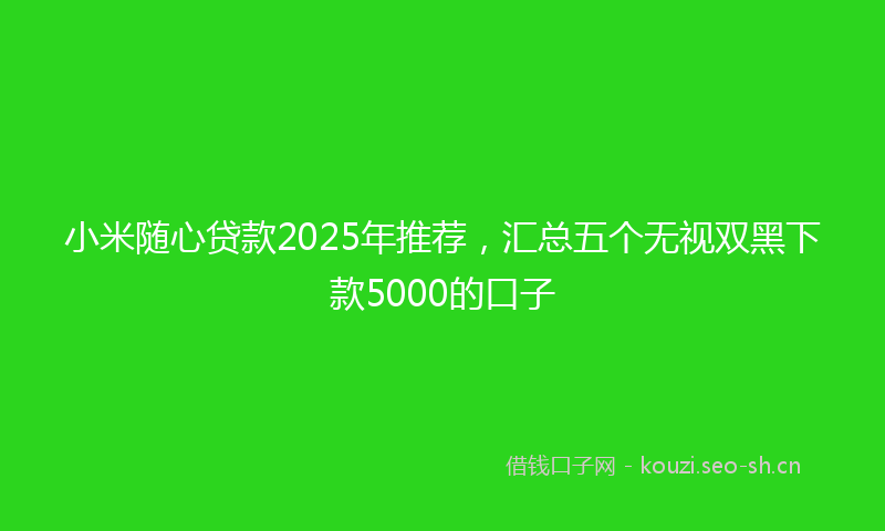 小米随心贷款2025年推荐，汇总五个无视双黑下款5000的口子