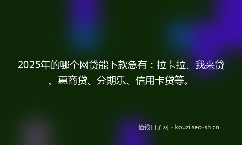 2025年的哪个网贷能下款急有:拉卡拉、我来贷、惠商贷、分期乐、信用卡贷等。