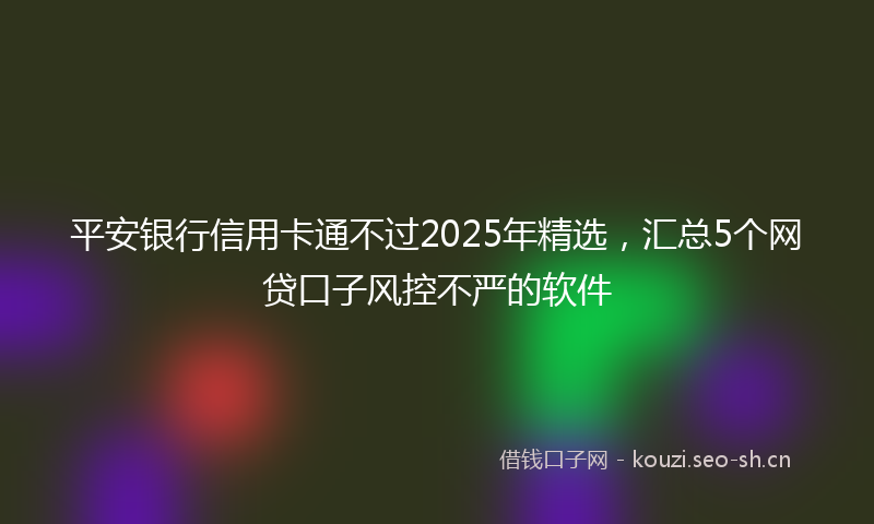 平安银行信用卡通不过2025年精选，汇总5个网贷口子风控不严的软件
