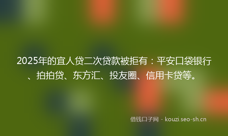 2025年的宜人贷二次贷款被拒有：平安口袋银行、拍拍贷、东方汇、投友圈、信用卡贷等。