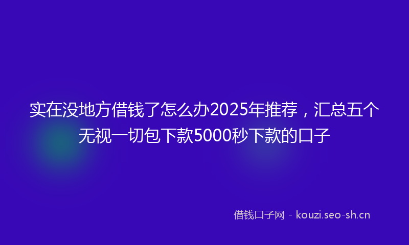 实在没地方借钱了怎么办2025年推荐，汇总五个无视一切包下款5000秒下款的口子