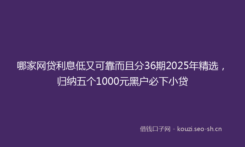 哪家网贷利息低又可靠而且分36期2025年精选,归纳五个1000元黑户必下小贷