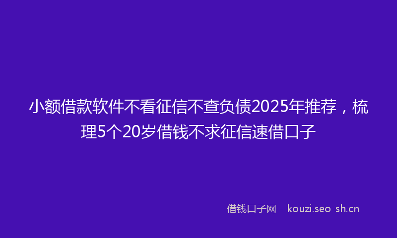 小额借款软件不看征信不查负债2025年推荐，梳理5个20岁借钱不求征信速借口子
