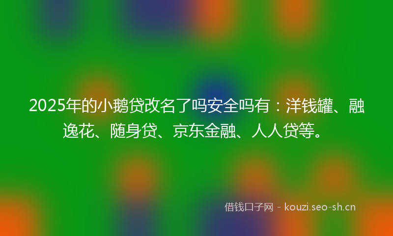 2025年的小鹅贷改名了吗安全吗有：洋钱罐、融逸花、随身贷、京东金融、人人贷等。