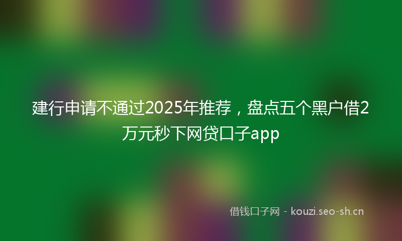 建行申请不通过2025年推荐，盘点五个黑户借2万元秒下网贷口子app