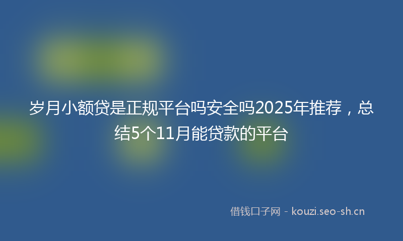 岁月小额贷是正规平台吗安全吗2025年推荐，总结5个11月能贷款的平台