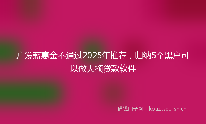 广发薪惠金不通过2025年推荐，归纳5个黑户可以做大额贷款软件