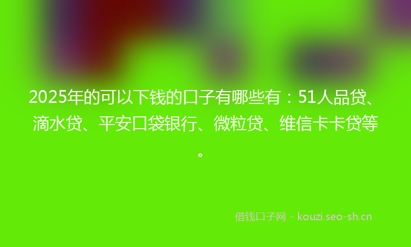 2025年的可以下钱的口子有哪些有：51人品贷、滴水贷、平安口袋银行、微粒贷、维信卡卡贷等。