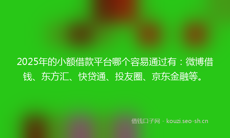 2025年的小额借款平台哪个容易通过有：微博借钱、东方汇、快贷通、投友圈、京东金融等。