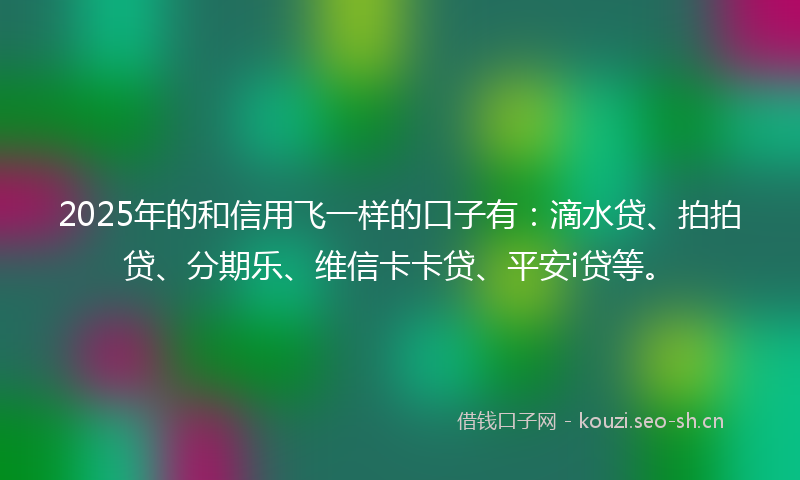 2025年的和信用飞一样的口子有：滴水贷、拍拍贷、分期乐、维信卡卡贷、平安i贷等。