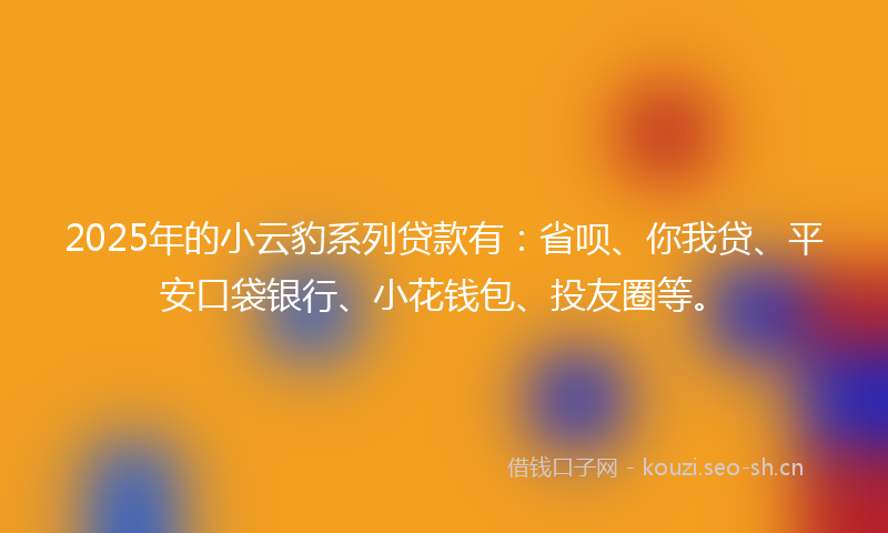 2025年的小云豹系列贷款有：省呗、你我贷、平安口袋银行、小花钱包、投友圈等。