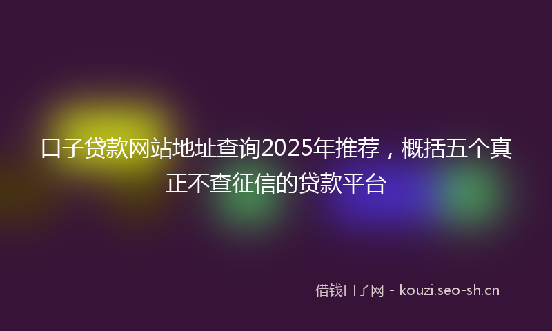 口子贷款网站地址查询2025年推荐，概括五个真正不查征信的贷款平台