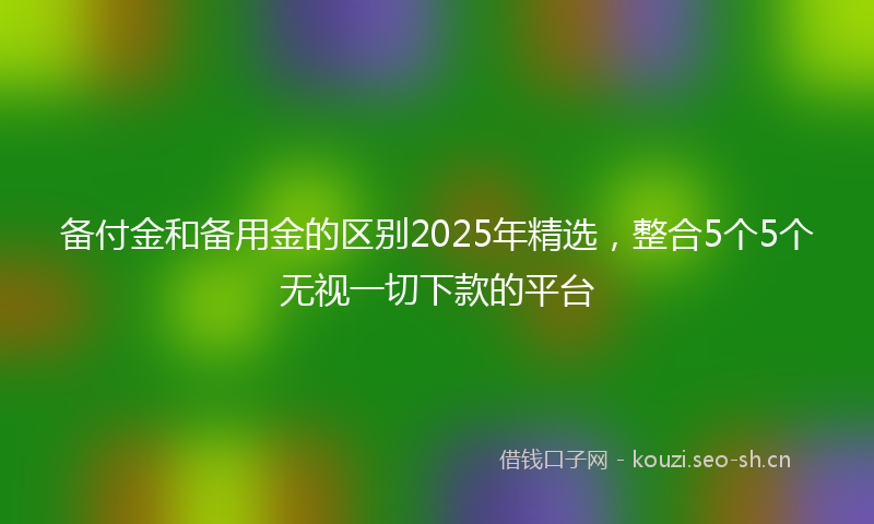 备付金和备用金的区别2025年精选，整合5个5个无视一切下款的平台