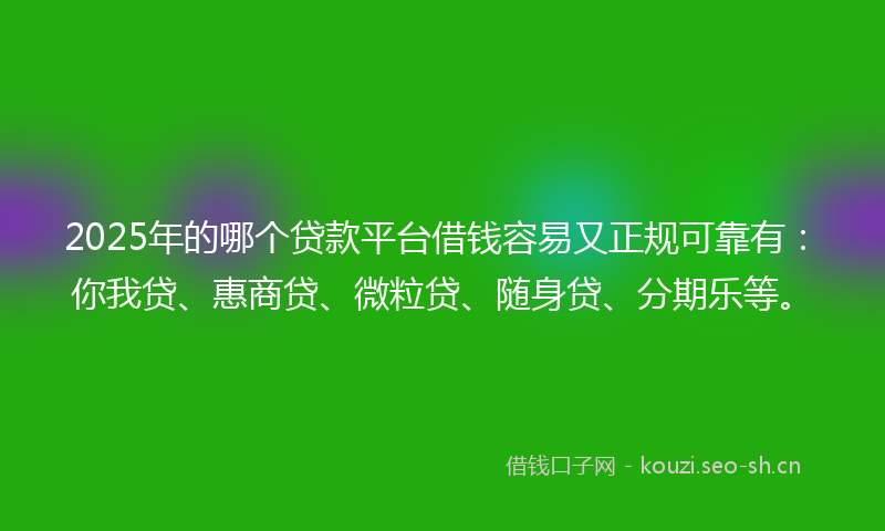 2025年的哪个贷款平台借钱容易又正规可靠有：你我贷、惠商贷、微粒贷、随身贷、分期乐等。