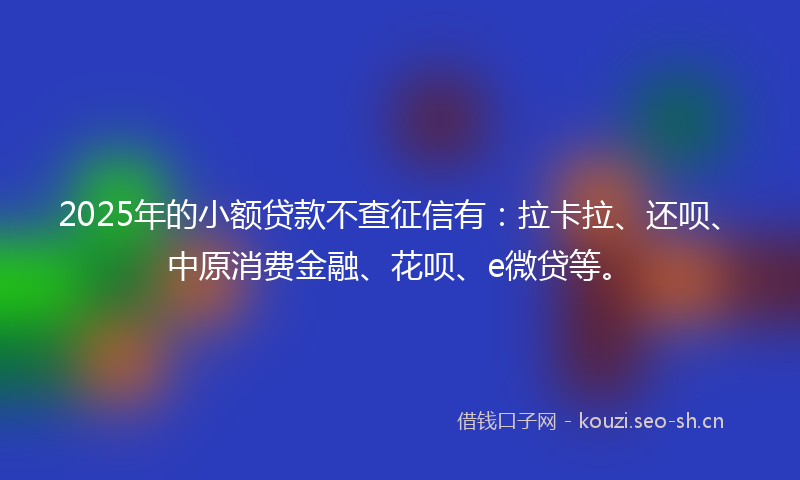 2025年的小额贷款不查征信有：拉卡拉、还呗、中原消费金融、花呗、e微贷等。
