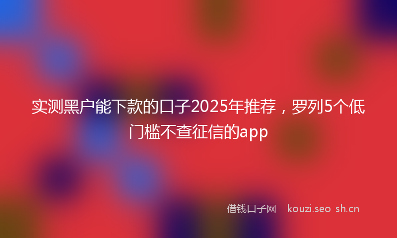 实测黑户能下款的口子2025年推荐,罗列5个低门槛不查征信的app