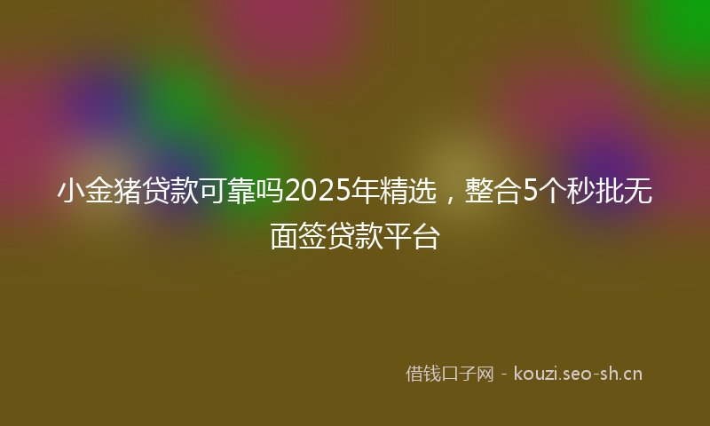 小金猪贷款可靠吗2025年精选，整合5个秒批无面签贷款平台