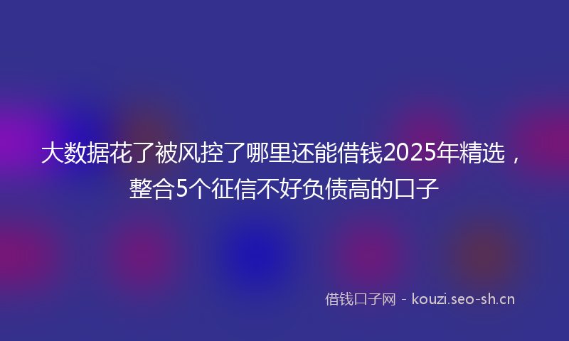 大数据花了被风控了哪里还能借钱2025年精选，整合5个征信不好负债高的口子