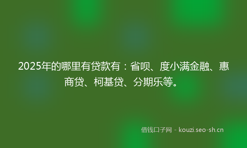 2025年的哪里有贷款有：省呗、度小满金融、惠商贷、柯基贷、分期乐等。