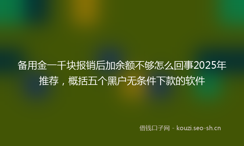 备用金一千块报销后加余额不够怎么回事2025年推荐，概括五个黑户无条件下款的软件