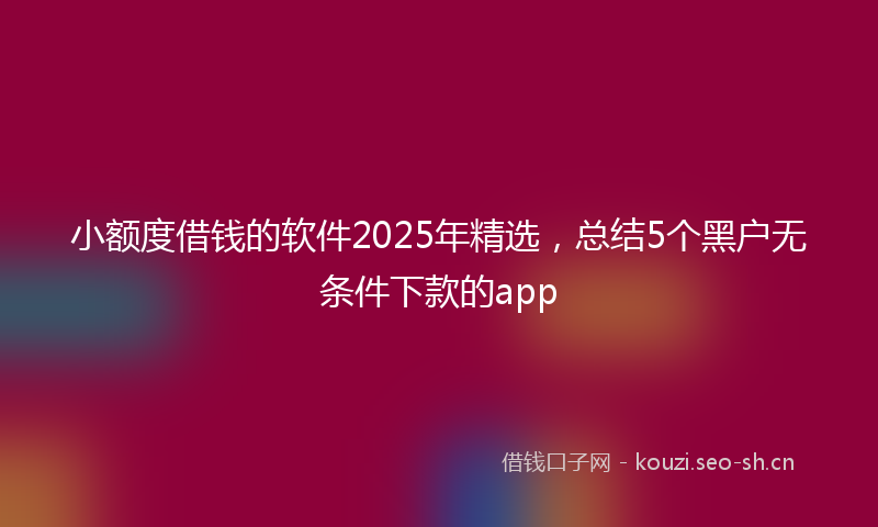小额度借钱的软件2025年精选,总结5个黑户无条件下款的app