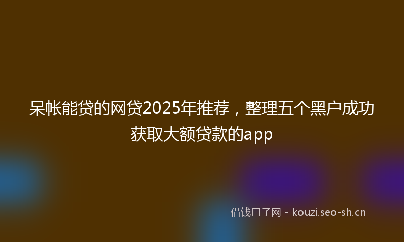 呆帐能贷的网贷2025年推荐,整理五个黑户成功获取大额贷款的app