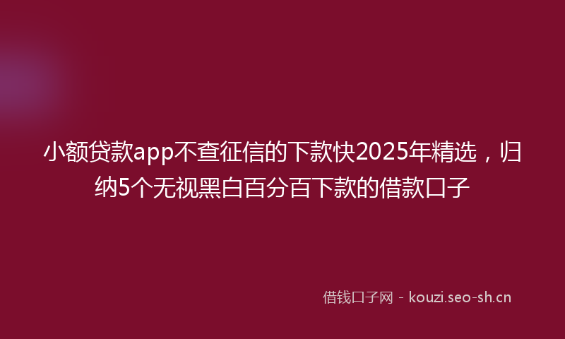 小额贷款app不查征信的下款快2025年精选，归纳5个无视黑白百分百下款的借款口子