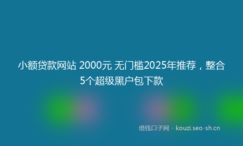 小额贷款网站 2000元 无门槛2025年推荐，整合5个超级黑户包下款