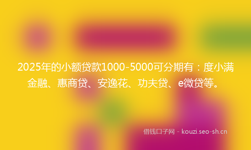 2025年的小额贷款1000-5000可分期有：度小满金融、惠商贷、安逸花、功夫贷、e微贷等。