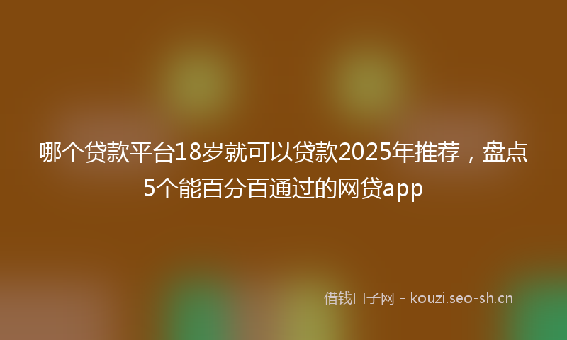 哪个贷款平台18岁就可以贷款2025年推荐，盘点5个能百分百通过的网贷app
