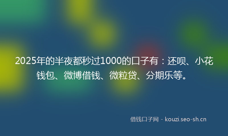 2025年的半夜都秒过1000的口子有：还呗、小花钱包、微博借钱、微粒贷、分期乐等。