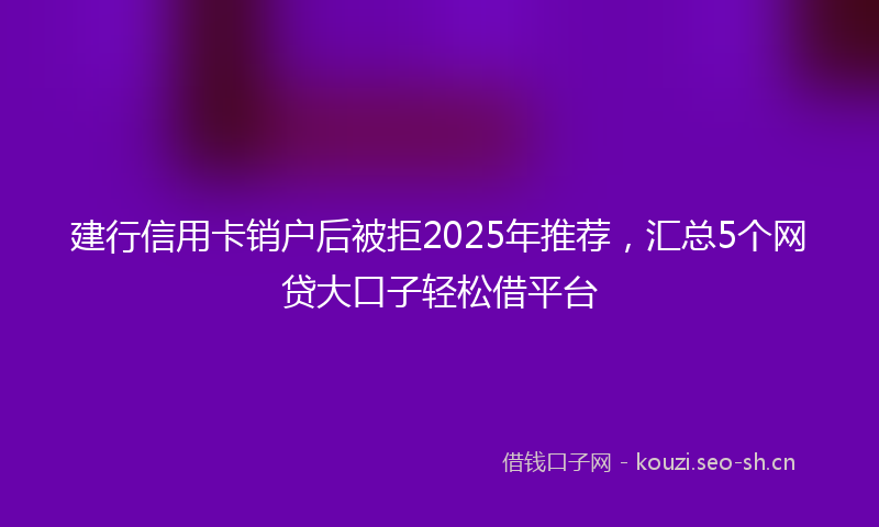 建行信用卡销户后被拒2025年推荐，汇总5个网贷大口子轻松借平台