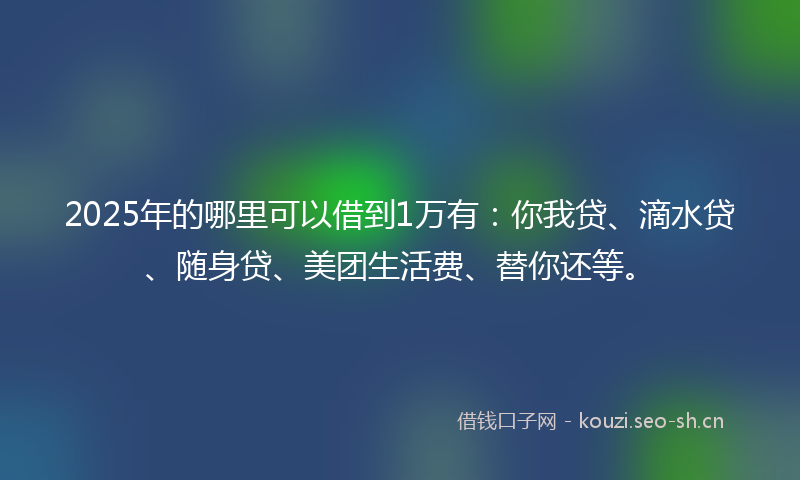 2025年的哪里可以借到1万有：你我贷、滴水贷、随身贷、美团生活费、替你还等。