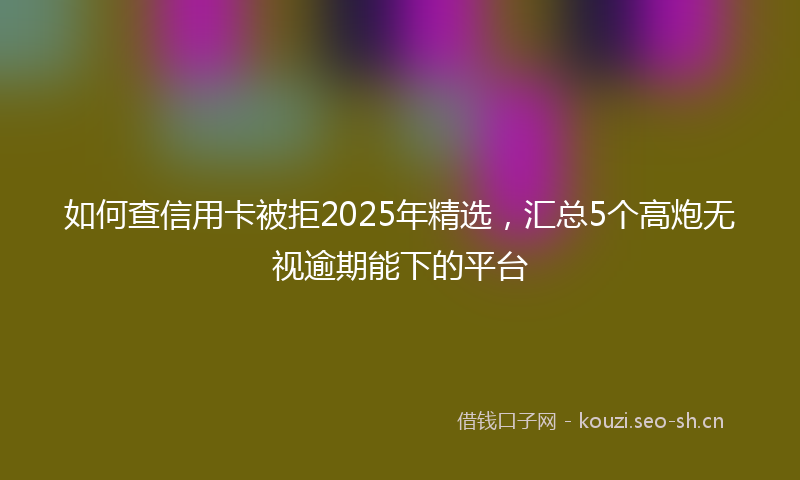 如何查信用卡被拒2025年精选，汇总5个高炮无视逾期能下的平台