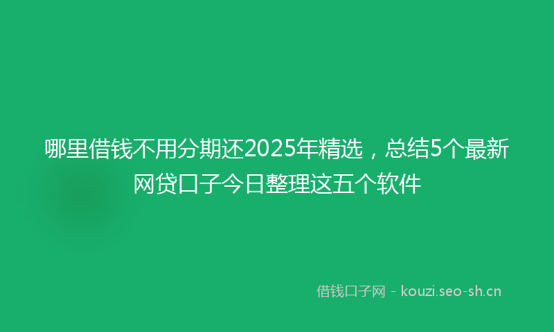 哪里借钱不用分期还2025年精选，总结5个最新网贷口子今日整理这五个软件