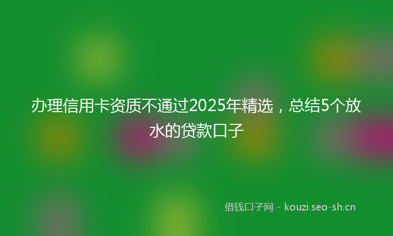 办理信用卡资质不通过2025年精选，总结5个放水的贷款口子