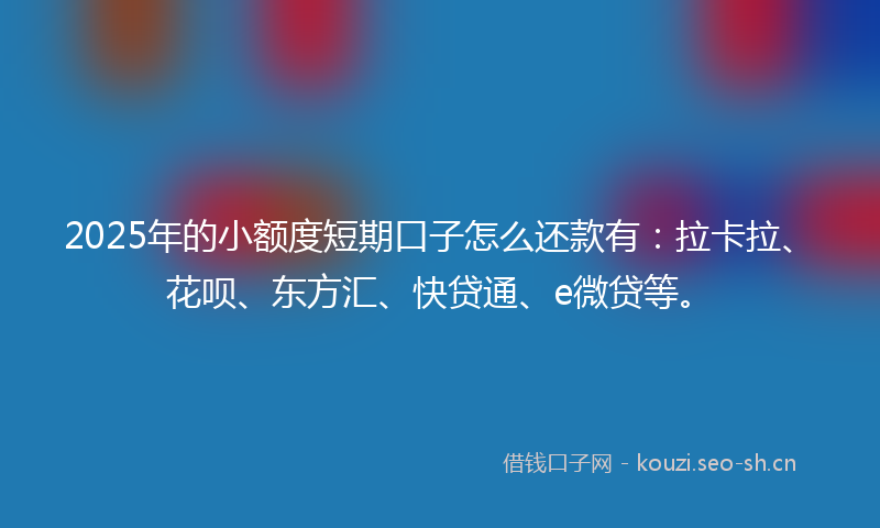 2025年的小额度短期口子怎么还款有：拉卡拉、花呗、东方汇、快贷通、e微贷等。
