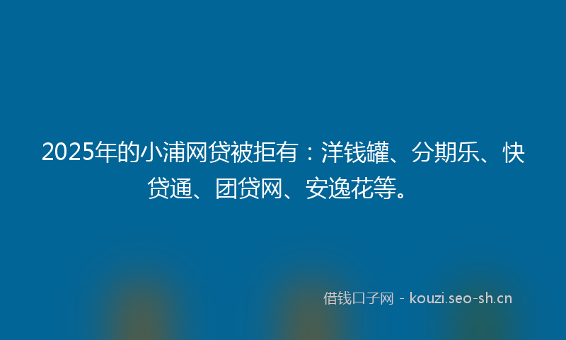 2025年的小浦网贷被拒有：洋钱罐、分期乐、快贷通、团贷网、安逸花等。