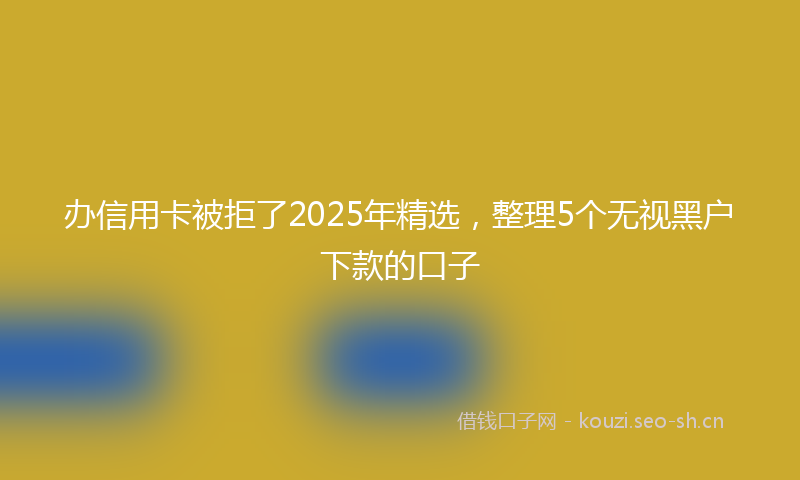 办信用卡被拒了2025年精选，整理5个无视黑户下款的口子