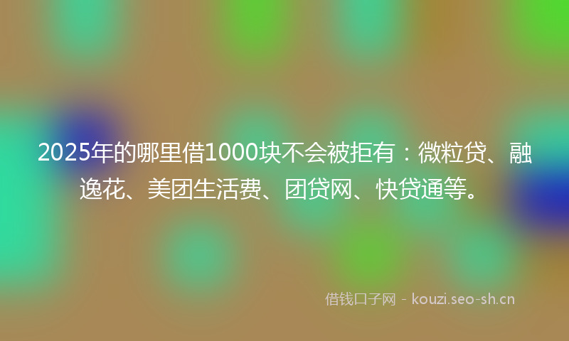 2025年的哪里借1000块不会被拒有:微粒贷、融逸花、美团生活费、团贷网、快贷通等。
