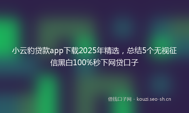 小云豹贷款app下载2025年精选，总结5个无视征信黑白100%秒下网贷口子