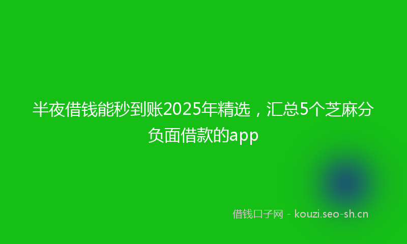 半夜借钱能秒到账2025年精选，汇总5个芝麻分负面借款的app