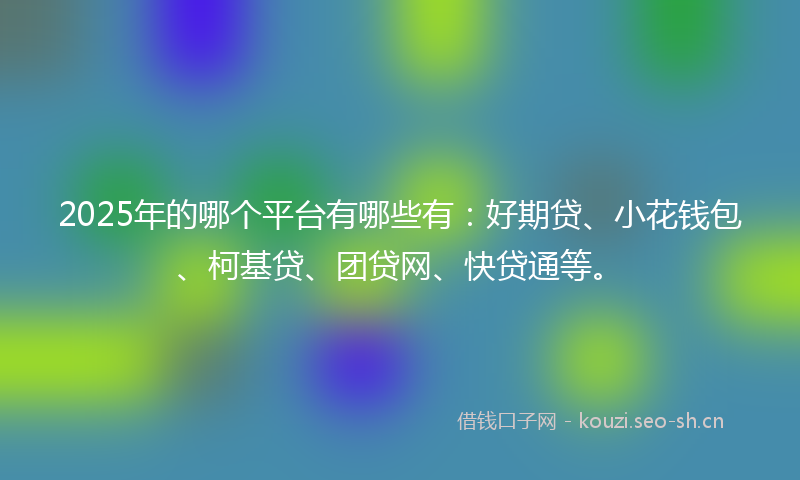 2025年的哪个平台有哪些有：好期贷、小花钱包、柯基贷、团贷网、快贷通等。