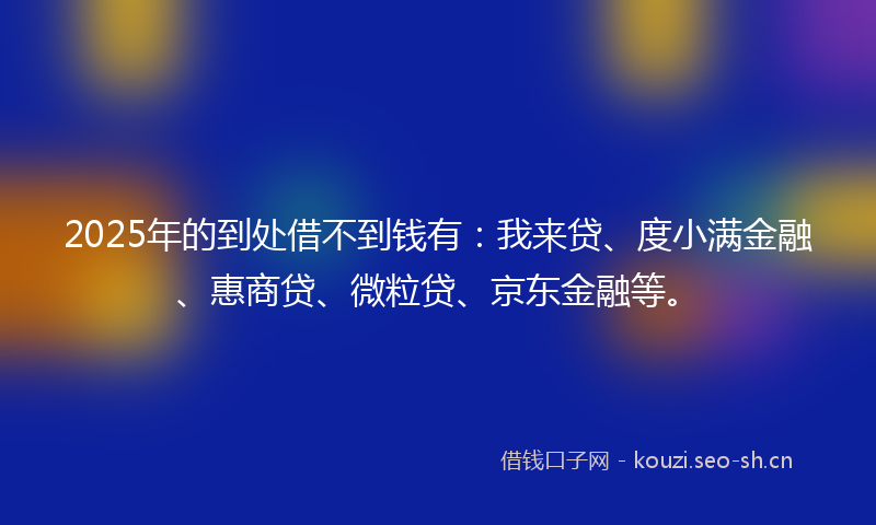 2025年的到处借不到钱有：我来贷、度小满金融、惠商贷、微粒贷、京东金融等。