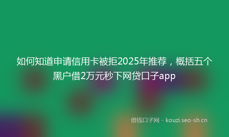 如何知道申请信用卡被拒2025年推荐，概括五个黑户借2万元秒下网贷口子app