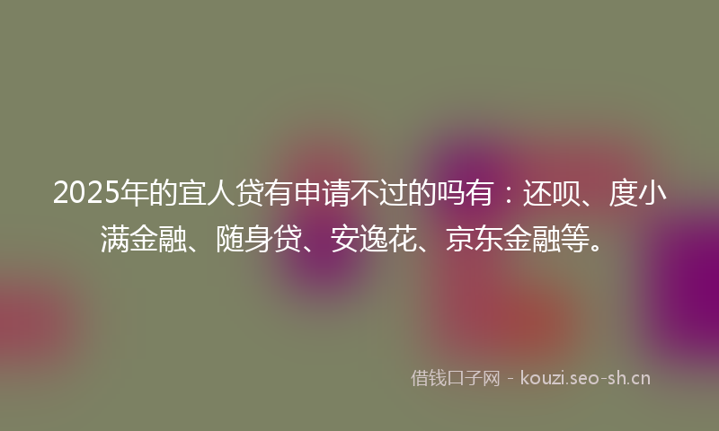 2025年的宜人贷有申请不过的吗有：还呗、度小满金融、随身贷、安逸花、京东金融等。