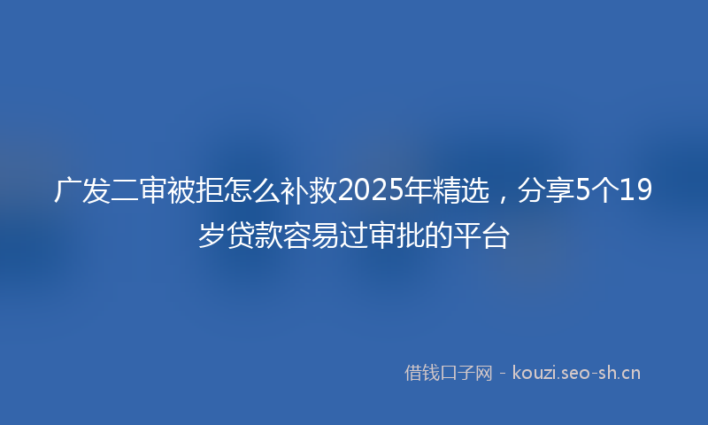 广发二审被拒怎么补救2025年精选，分享5个19岁贷款容易过审批的平台